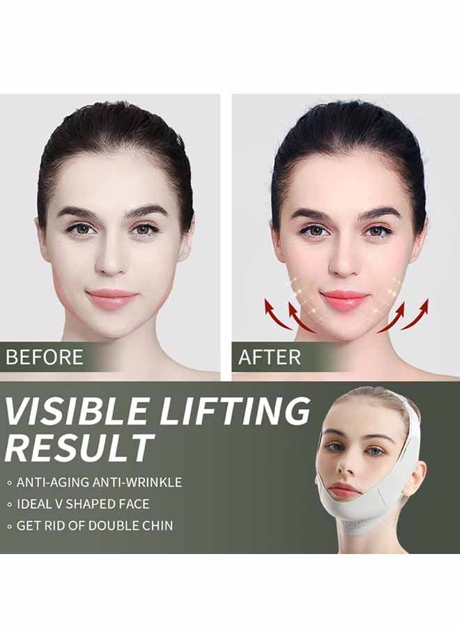 حزام للذقن أثناء النوم، جهاز لتقليل الذقن المزدوجة للنساء، جهاز لتشكيل خط الفك، قناع رفع قابل للتعديل على شكل حرف V، رقعة لرفع الذقن، حزام وجه قابل لإعادة الاستخدام على شكل حرف V، قناع وجه ليلي مصمم خصيصًا للوجه المترهل. - Image 2